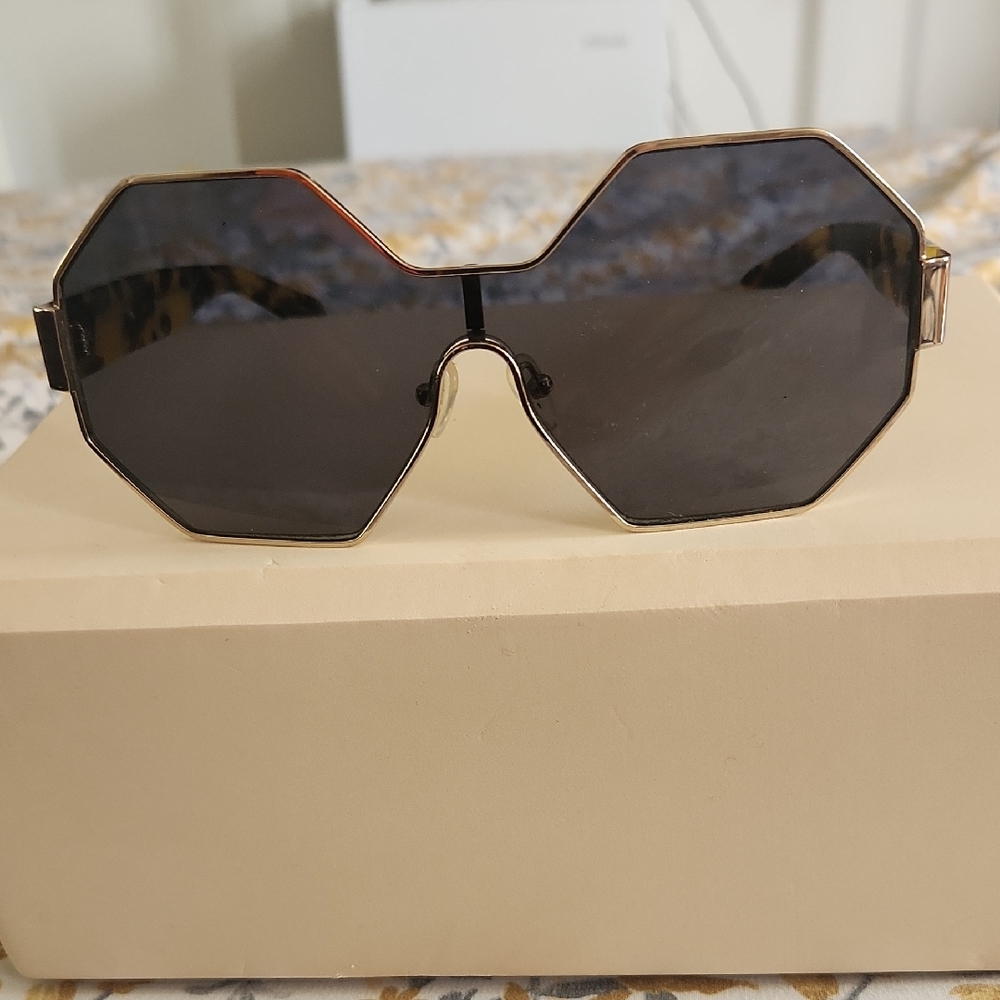Karen Walker Geometric Gold and Black Sunglasses